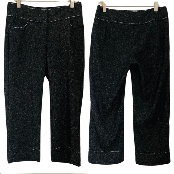 *DONATED* WHBM Cropped Ankle Pants Charcoal Grey w/ White Stitching Details - Picture 1 of 14